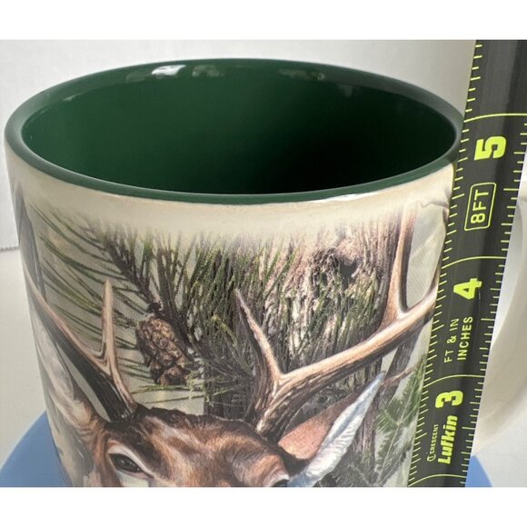 American Expedition Deer Forest Ceramic Coffee Mug 16 Oz Green Interior Hunting - Picture 8 of 9